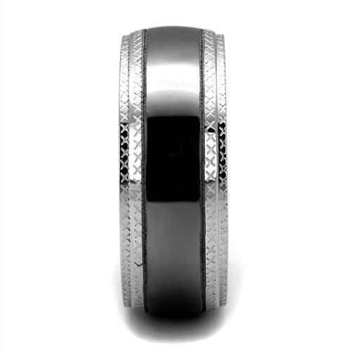 Two Tone IP Light Black Stainless Steel Mens Ring