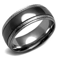 Two Tone IP Light Black Stainless Steel Mens Ring