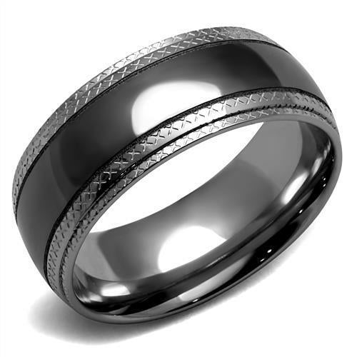 Two Tone IP Light Black Stainless Steel Mens Ring